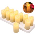 12 pi�ces bougies led bougie �lectrique artificielle avec �clairage jaune chaud avec base pour d�coration ...