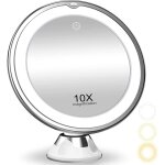 Rapanda - miroir de maquillage grossissant x10 avec �clairage, �clairage 3 couleurs, miroir de douche ...