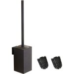Rapanda - porte - brosse wc carr� mural en acier inoxydable 304 avec 2 t�tes de brosse (noir)