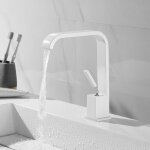 Rapanda - robinet de lavabo cascade blanc bec haut mitigeur lavabo en laiton robinet de salle de bain ...