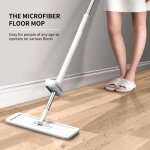 Serpill�re plat en microfibre, avec 4 tampons de rechange r�utilisables, balai de nettoyage pour le nettoyage ...