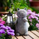 Rapanda - statue de chat d�corative pour jardin ext�rieur avec lampe solaire - d�coration de salon, cadeau ...
