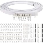 Rapanda - support de rail de rideau flexible de 5 m et rail de fen�tre incurv� (blanc avec crochet argent�) ...