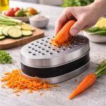 R�pe en inox 17 cm avec bo�te de r�cup�ration ? double face �pais & fin, pr�cise et pratique pour fromage, ...