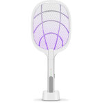 Raquette anti insectes 2 en 1 4000 v, usb, tapette & station