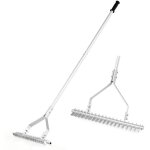 R�teau � chaume de jardin de 178 cm, a�rateur de gazon en aluminium de 50 cm de large avec long manche ...