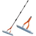 R�teau � chaume, r�teau en m�tal avec poign�e, 4 sections pouvant �tre �piss�es et �tendues, r�teau multifonct ...