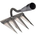 Rateau jardin, rateau de d�sherbage 4 dents en acier, outillage de jardin � main, scarificateur manuel ...