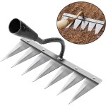 Rateau jardin, rateau de dsherbage outils jardinage, rateau gazon scarificateur manuel 7 dents en acier, ...