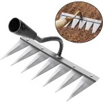 Rateau jardin, rateau de d�sherbage outils jardinage, rateau gazon scarificateur manuel 7 dents en acier, ...