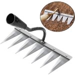 Rateau jardin, rateau de d�sherbage outils jardinage, rateau gazon scarificateur manuel 7 dents en acier, ...