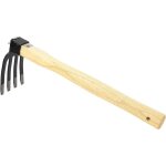 Rteau de jardin avec manche en bois, fourchette  houe combine, outil  main de jardinage pour creuser, ...