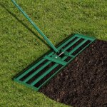 Rteau de nivellement 91x25 cm en mtal, rteau de jardinage  main avec poigne antidrapante 170 cm, ...