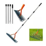 Rateau scarificateur gazon, scarificateur gazon manuel avec manche 170 cm, rteau de scarification, scarificat ...