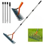 Rateau scarificateur gazon, scarificateur gazon manuel avec manche 170 cm, r�teau de scarification, scarificat ...