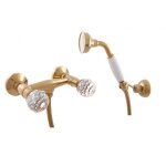 Rav slezak - m�langeur douche brillance en laiton dor� et poign�e en cristal avec douchette