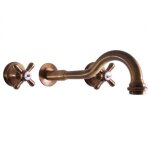Rav slezak - mélangeur lavabo mural rétro 3 trous morava en laiton bronze Rav slezak - mélangeur lavabo mural rétro 3 trous morava en laiton bronze