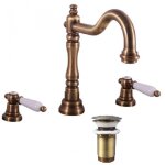 Rav slezak - mélangeur lavabo rétro 3 trous morava en bronze avec bonde Rav slezak - mélangeur lavabo rétro 3 trous morava en bronze avec bonde