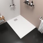 Receveur de douche 120x80x4 blanc antidrapant pn24 avec grille en inox poli et bonde extra - plate - ...