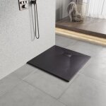 Heilmetz - receveur de douche l. 80 x l. 80 cm noir carr semblable  la pierre bac  douche extra - ...