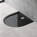 Doporro - receveur de douche 90x90 bac  douche demi - cercle extraplat acrylique noir faro4 avec bonde ...