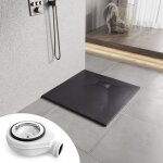 Heilmetz - receveur de douche antidrapant 80x80 cm en smc, design effet pierre, noir, avec bonde