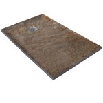 Receveur de douche cuivre 150 x 100 cm haute densit� pierre naturelle - grille carr�e excentr�e