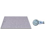 Receveur de douche extra plat  poser ou  encastrer recoupable en rsine smc avec siphon - effet terrazzo ...