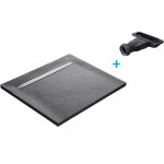 U - tile - receveur de douche gris 90 x 90 cm haute densit� pierre naturelle - grille caniveau