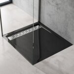 Doporro - receveur de douche noir bac  douche extra plat carr en acrylique 90x90x5cm + bonde al02 design ...