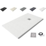 Varobath - receveur de douche nolita 90x140 - mat�riau en r�sine min�rale avec texture ardoise c3 antid�rapant ...