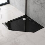 Doporro - receveur de douche pentagonale bac  douche extraplat acrylique noir faro05 80x80x4cm