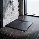 Sonni - receveur de douche receveur de douche plat smc antidrapant, design dcoupable noir 80 x 80 cm ...