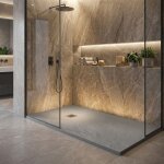 Receveur de douche en r�sine couleur ciment 70x160 cm avec grille et bonde - showey