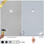 Receveur de douche en rsine et fibre ? solide et ultralger ? texture ardoise ? blanc ? 120x80 ? extra ...