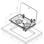 Rchaud  gaz encastrable avec couvercle en acier inoxydable 2 feux 530 326 - navy load