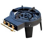 R�chaud � gaz traiteur 4 pieds 8, 6kw 3 bruleurs gaz butane ou propane fonte v�ritable kz garden