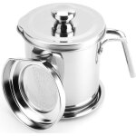 R�cipient � graisse pour bacon avec passoire, bidon � graisse en acier inoxydable avec couvercle anti ...