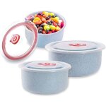 R�cipient de soupe, bol de r�cipients alimentaires, ensemble de 3 bols frais �cologiques en paille de ...