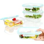 Recipient en verre, botes alimentaires lot de 4x1100ml anti - odeur, sans bpa, pour four, micro - ondes, ...