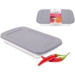 R�cipient en verre r�sistant � la chaleur, transparent, rectangulaire, de type saladier avec couvercle ...