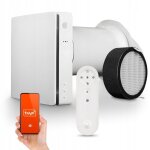 R�cup�rateur de chaleur mural tuya wifi avec t�l�commande, filtre 60 m� / h, ventilateur 3 vitesses