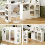 Bar à manger rotatif à 360° (corps principal 120 x 40 x 97 cm), meuble de bar rotatif blanc moderne et ... Bar à manger rotatif à 360° (corps principal 120 x 40 x 97 cm), meuble de bar rotatif blanc moderne et ...
