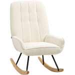 Redom fauteuil � bascule avec accoudoirs structure en acier et base en bois rev�tement en laine d'agneau ...