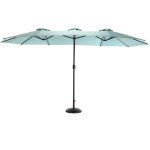 Grand parasol d'extérieur double face rectangulaire de 14, 8 pieds avec manivelle (vert clair) Grand parasol d'extérieur double face rectangulaire de 14, 8 pieds avec manivelle (vert clair)