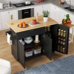 L132, 5 w44 (70) h90 cm grande table de cuisine mobile, plan de travail pliant, grain de chne, armoire ...