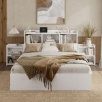 Redom - lit adulte 140x200 cm avec tiroirs et 2 chevets - lit 2 places avec usb c et sommier - bois - ... Redom - lit adulte 140x200 cm avec tiroirs et 2 chevets - lit 2 places avec usb c et sommier - bois - ...