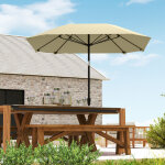 Redom parasol 233x233x240cm inclinable manivelle polyester 8 baleines aluminium r�sistant au vent beige ...