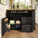 Table de bar cuisine extensible avec tagre snack et 2 tiroirs - bar de cuisine en noir mdf - 138x39x105cm ...