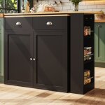 Redom - table de bar extensible avec tagre snack et 2 tiroirs - meuble bar noir mdf - 138x39x105cm